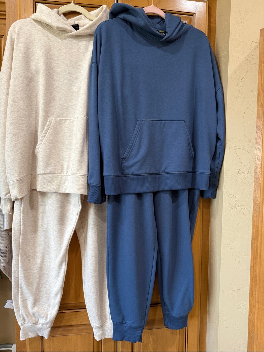 Athletic Works Blue and Cream Hooded Jogger Sets